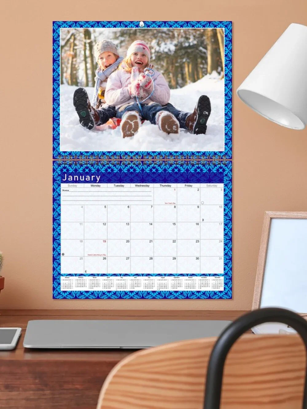 Personalized Custom 2027 Wall Calendar Spiral-bound - 12 Months. 11 x 8in. #07